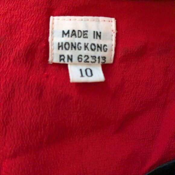 Silk Lace Top Blouse S Black Red Vintage Goth Overlay Holiday Christmas 10 - Picture 8 of 10